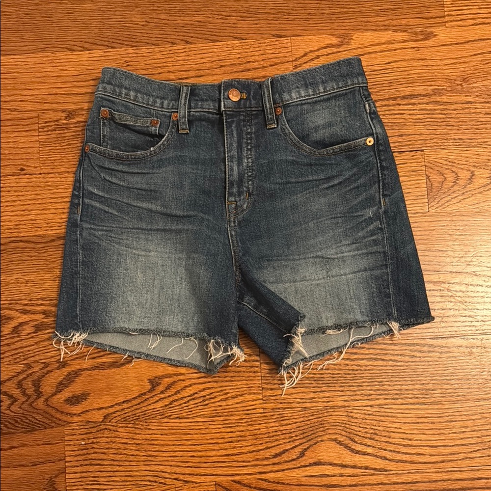 Madewell Blue Jean Shorts Distressed Raw Hem